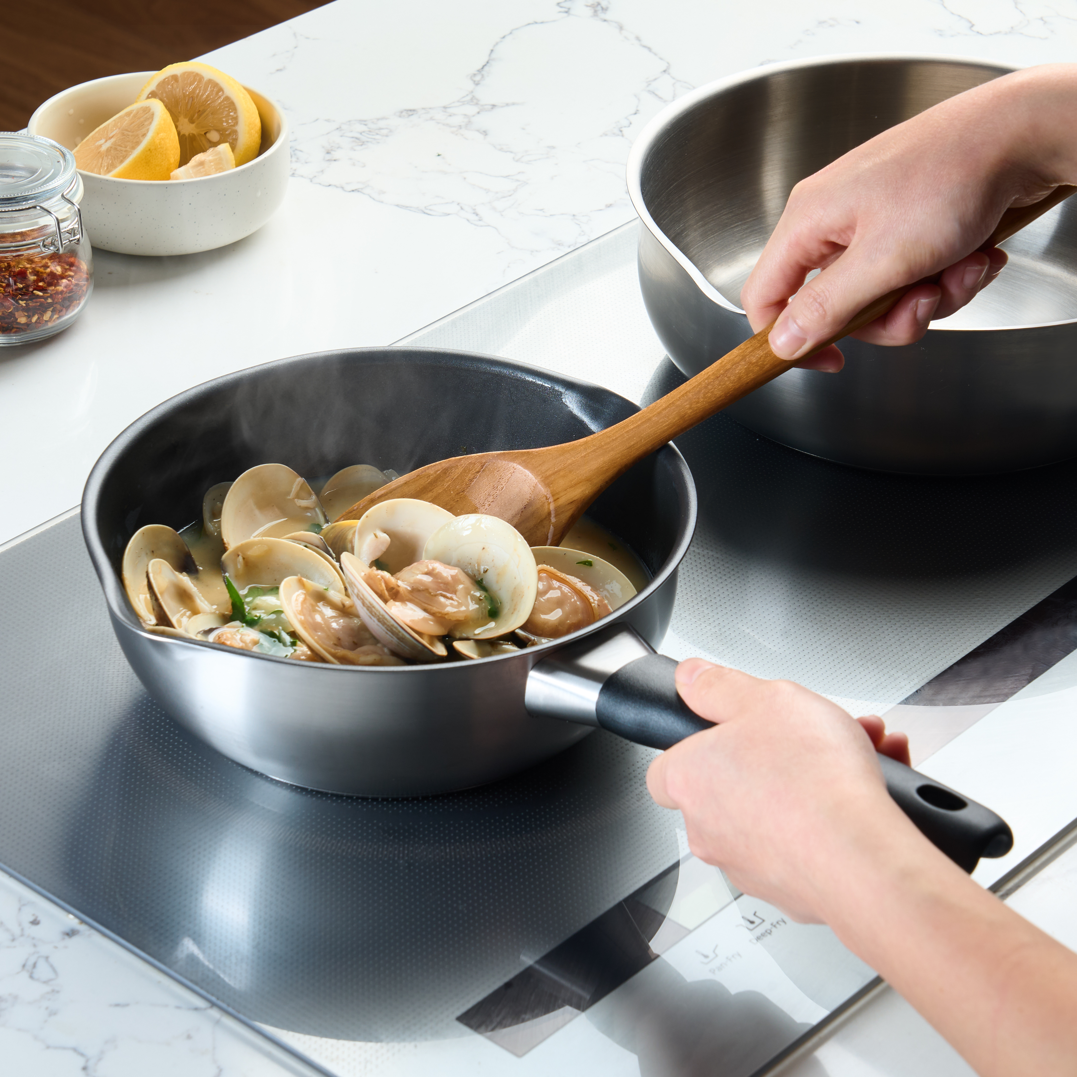 6in1 논스틱 스테인리스 스틸 인덕션 멀티팬 20cm