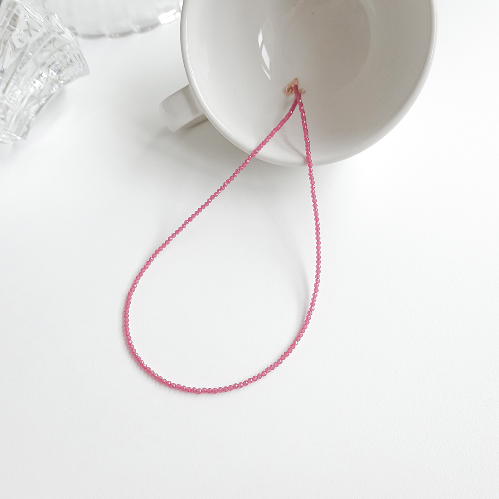 14k 2mm 루비 비즈 목걸이 OPPN0360 - 상세 이미지 2