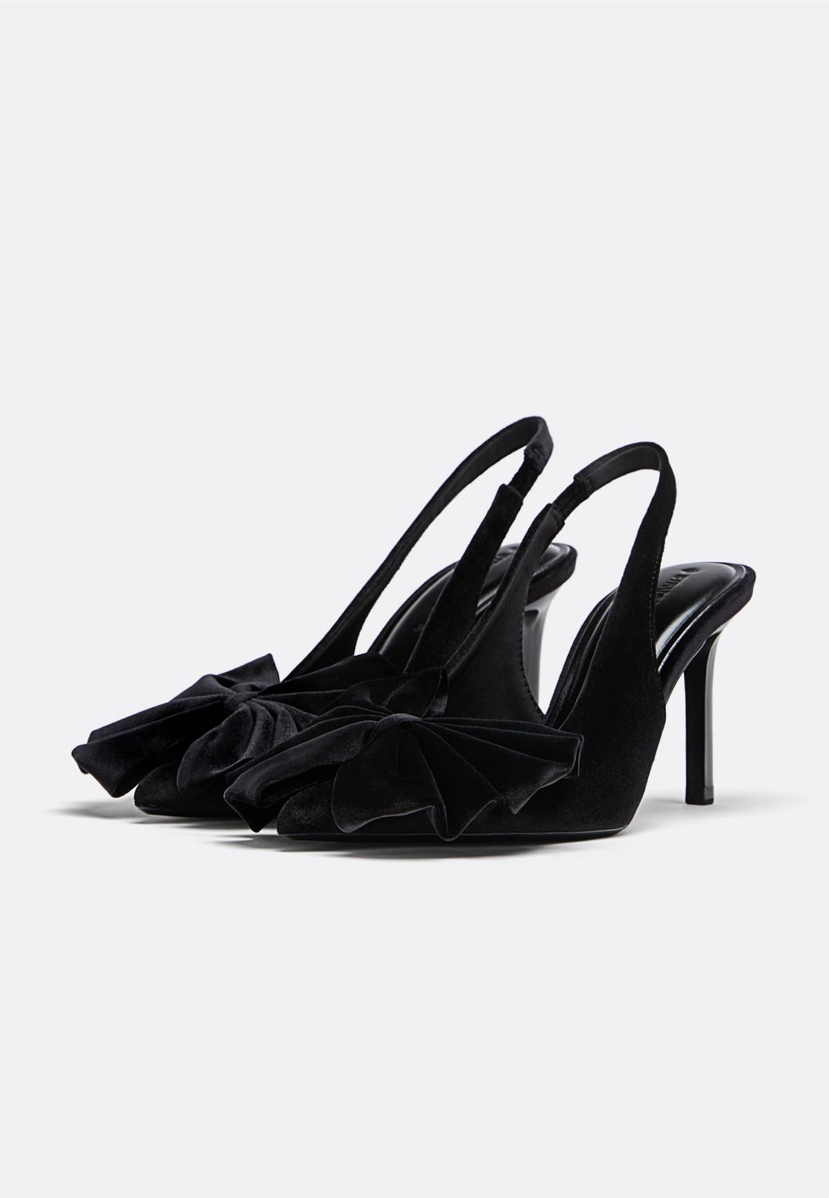 스트라디바리우스 벨벳 리본 슬링백 8cm 힐 슈즈 블랙 9693/678 BLACK - 상세 이미지 3