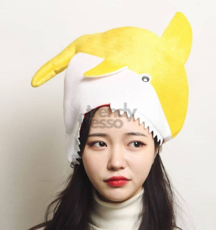 [트렌디프레소협력사]데이슬롯 상어 모자 옐로우 아기 할로윈 파티모자 코스프레
