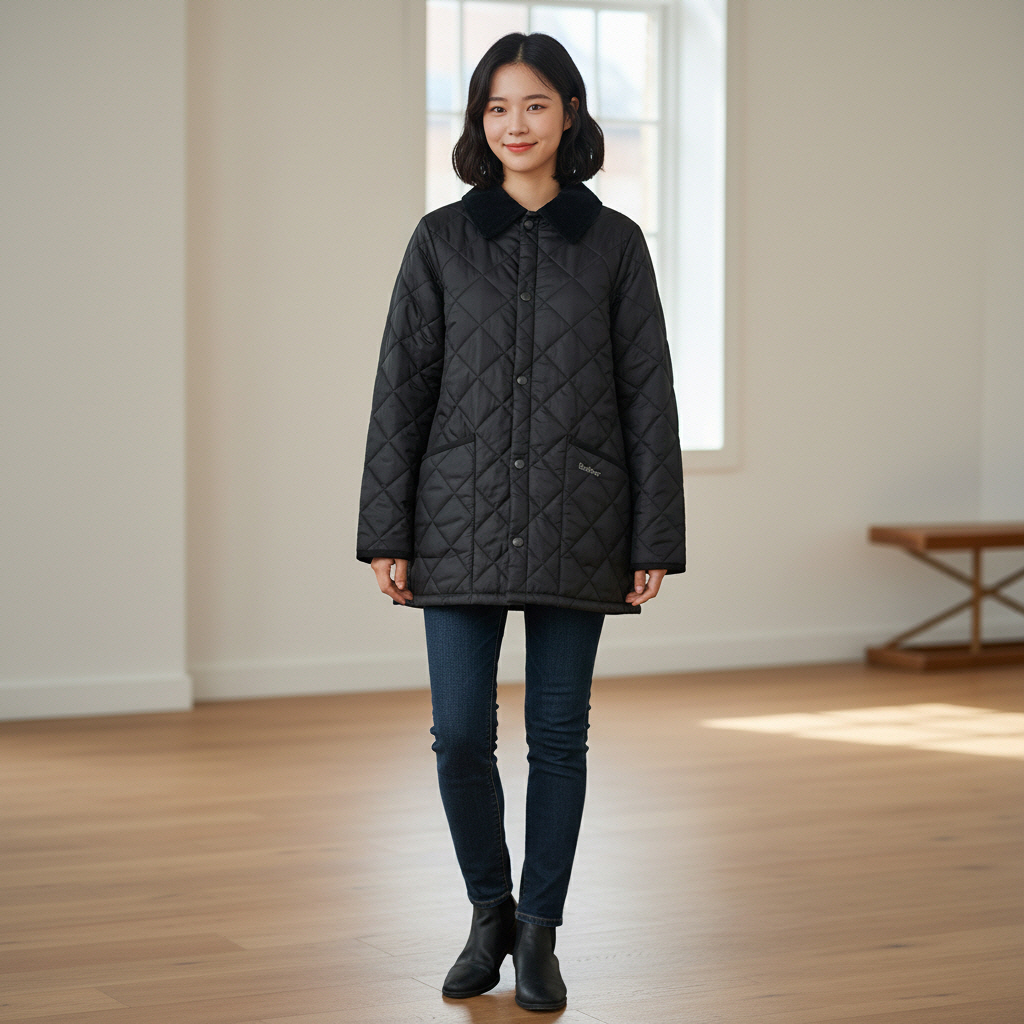 바버 리데스데일 여성용 퀼팅 자켓 영국판 블랙, S(키즈) 제품 이미지