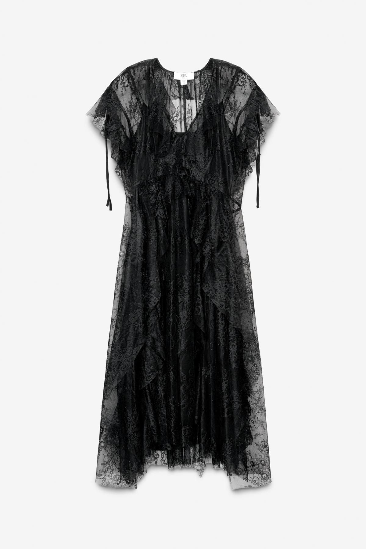 자라 한정판 블랙 레이스 미디 원피스 3085/796 BLACK - 메인 이미지