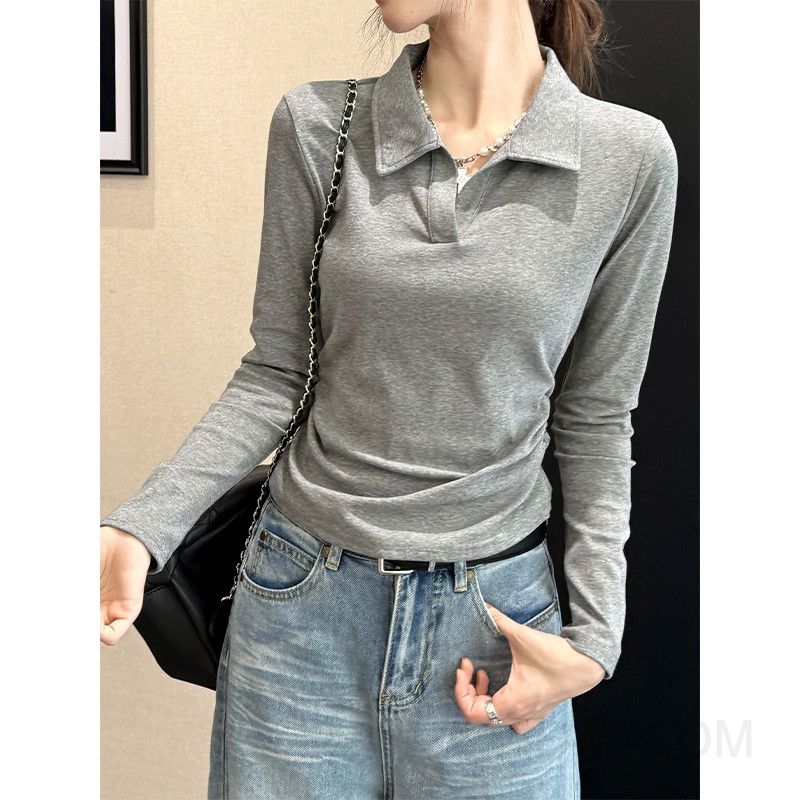 여성 긴팔 티셔츠 가을 슬림핏 캐주얼 스타일 레이어드 가능 편안한 착용감 초가을 활용도 높은 - 상세 이미지 3