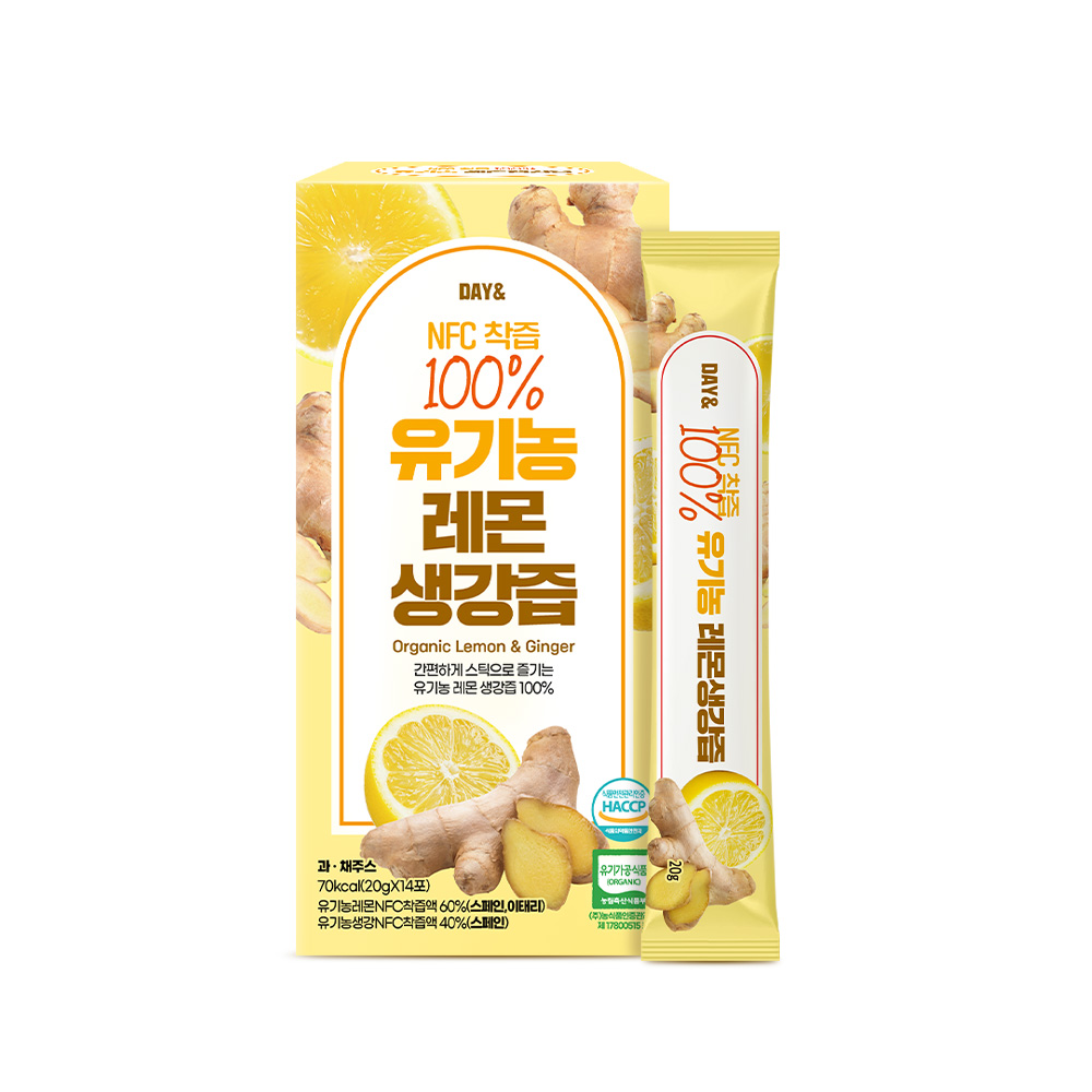 [유기농100%] 데이앤 NFC 100% 유기농 레몬생강즙 280g, 1개 - 상품 이미지