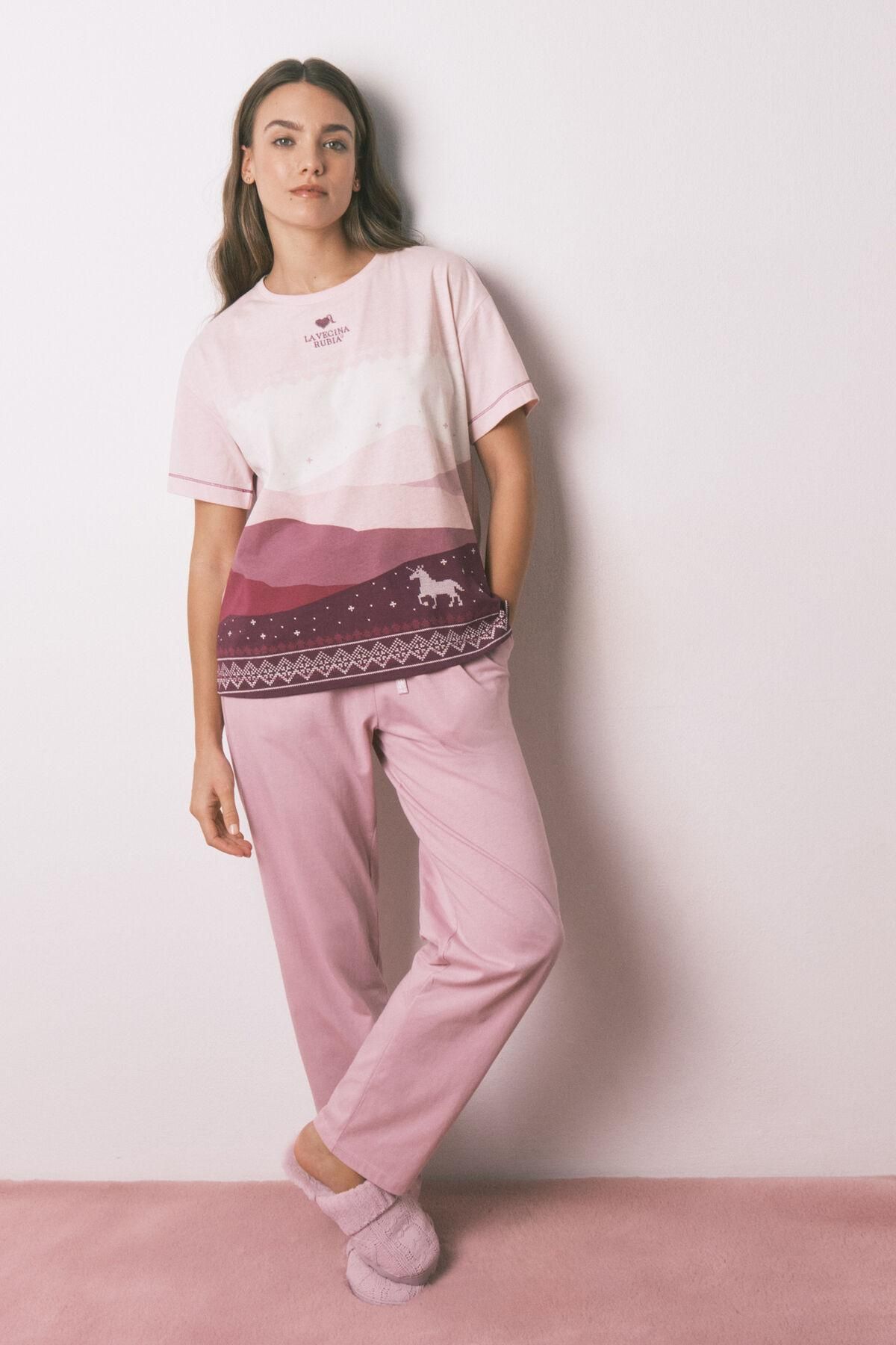 우먼시크릿 멀티컬러 코튼 반팔 파자마 세트 3132254 ROSA - 상품 이미지