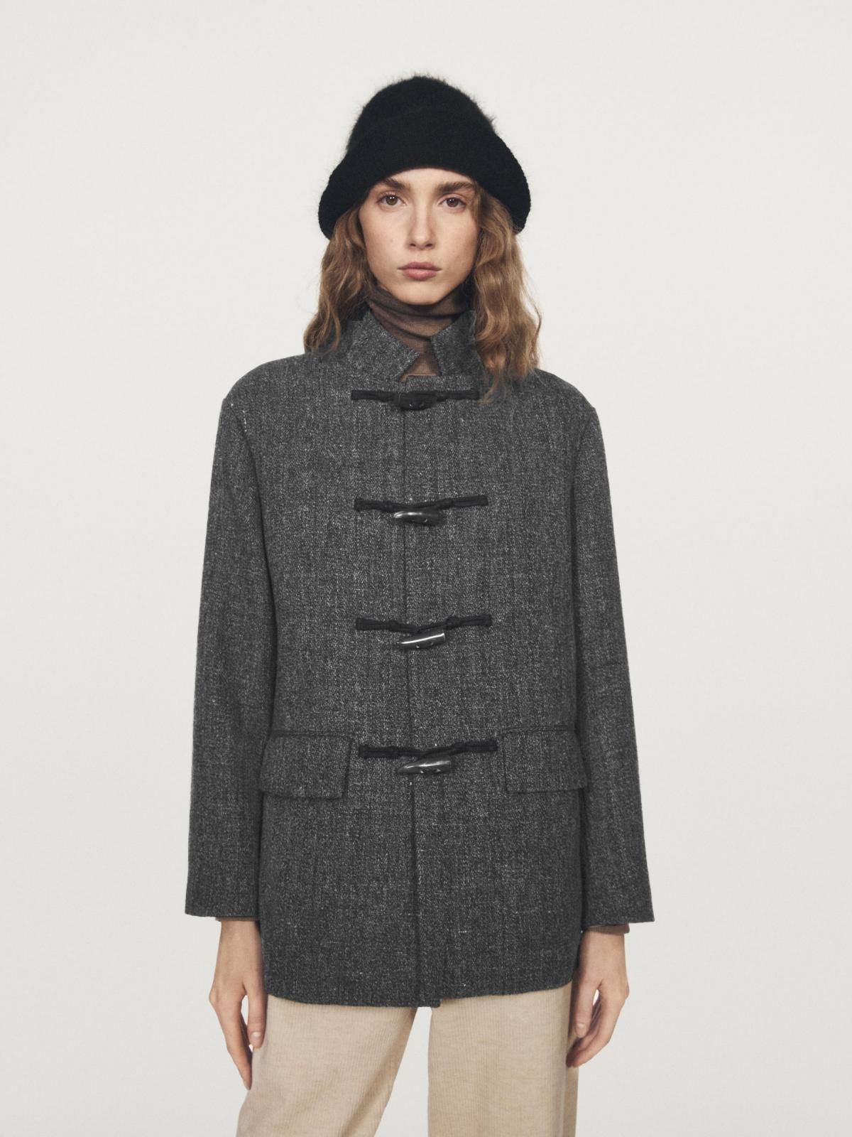 마시모두띠 울 블렌드 하이넥 미디 더플 코트 6461/703 GREY - 상세 이미지 3