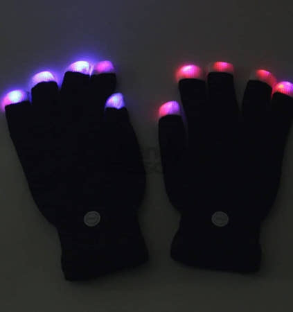 [트렌디프레소협력사]데이슬롯 LED 장갑 블랙 레인보우 클럽 소품 응원