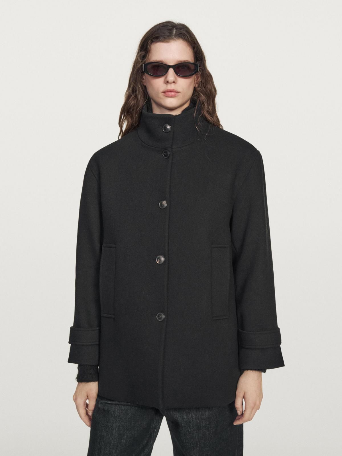 마시모두띠 울 블렌드 하이넥 버튼 코트 6458/908 BLACK - 상세 이미지 4