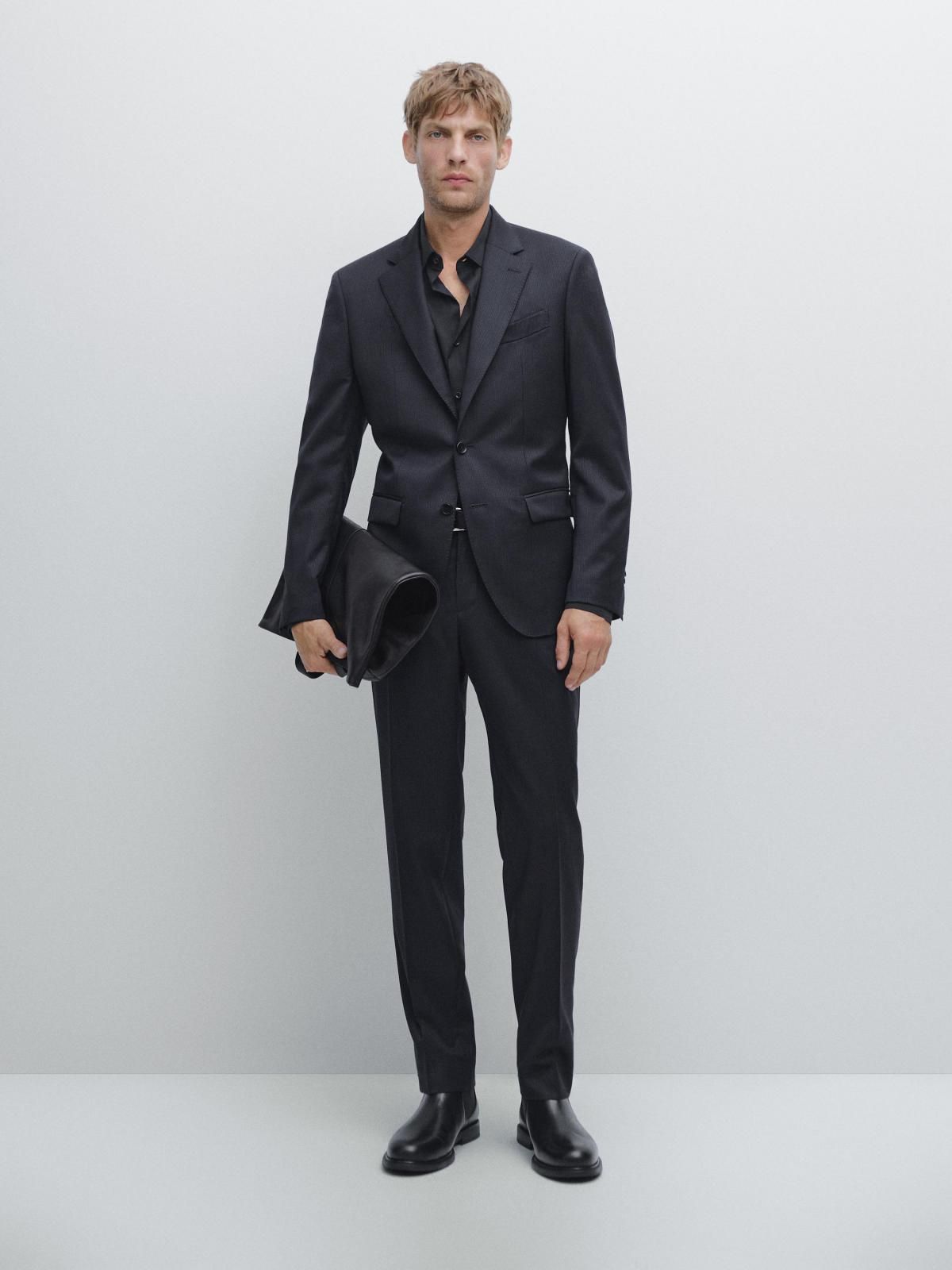 마시모두띠 핀스트라이프 울 슬림핏 수트 팬츠 0046/646 NAVY BLUE - 상세 이미지 2