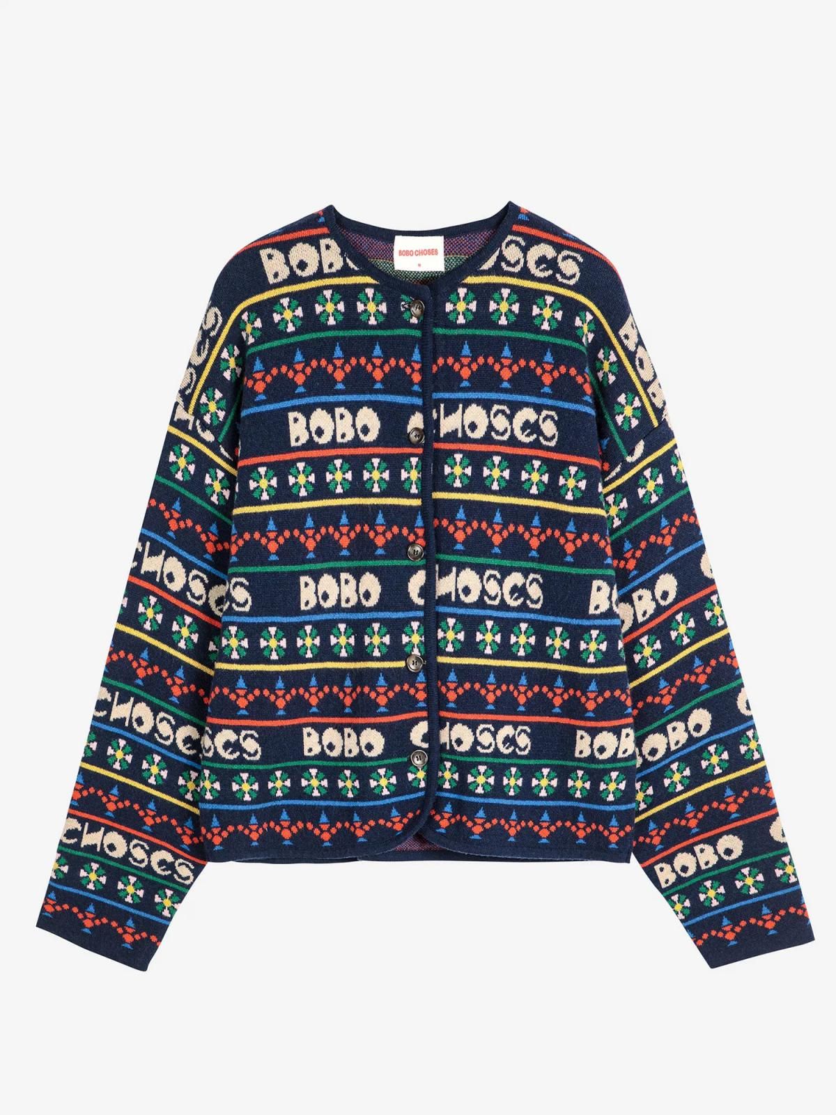 보보쇼즈 멀티컬러 프린트 루즈핏 니트 가디건 b225fd011 ONE COLOR - 메인 이미지