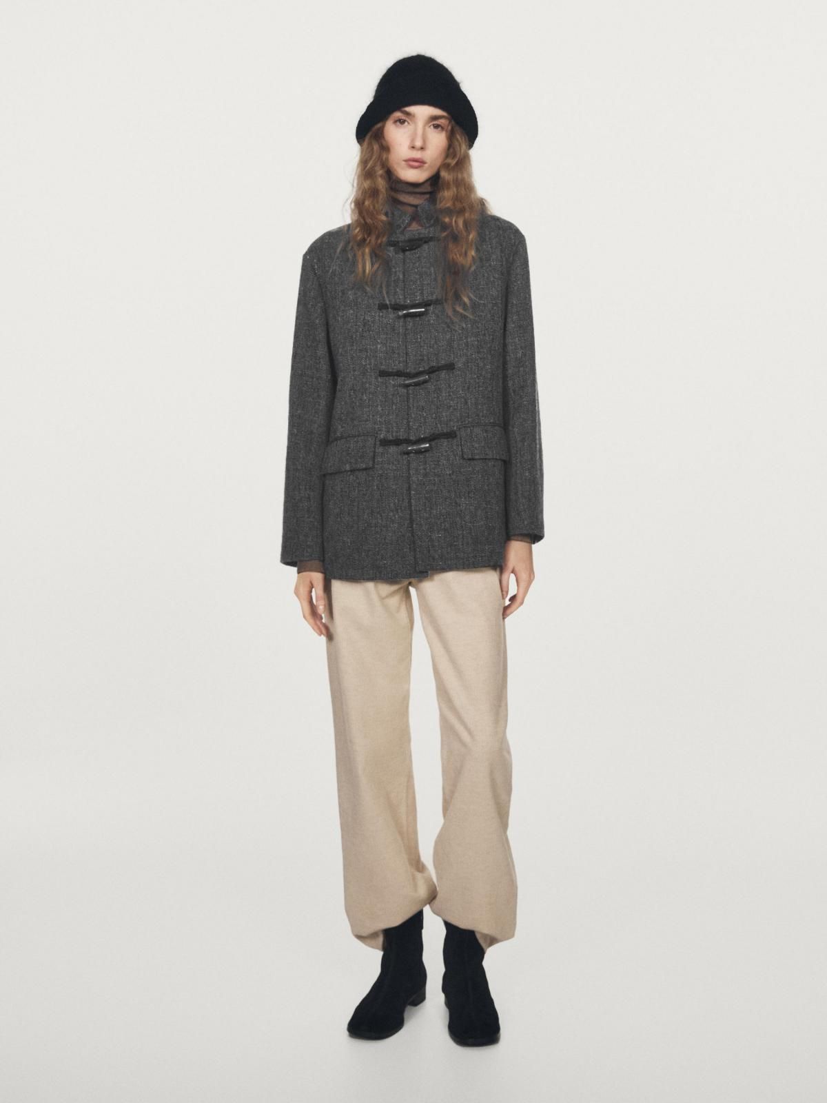 마시모두띠 울 블렌드 하이넥 미디 더플 코트 6461/703 GREY - 상세 이미지 2
