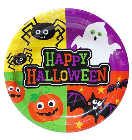 [트렌디프레소협력사]데이슬롯 해피할로윈 접시 23cm 6입 호박 일회용접시