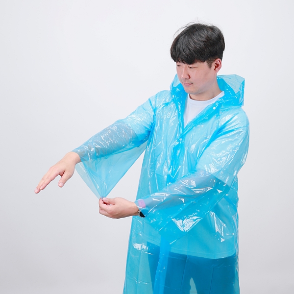 비츠온 일회용 코트형우의 롱타입 방수우비 프리사이즈 청색, FREE(One size) - 상세 이미지 2
