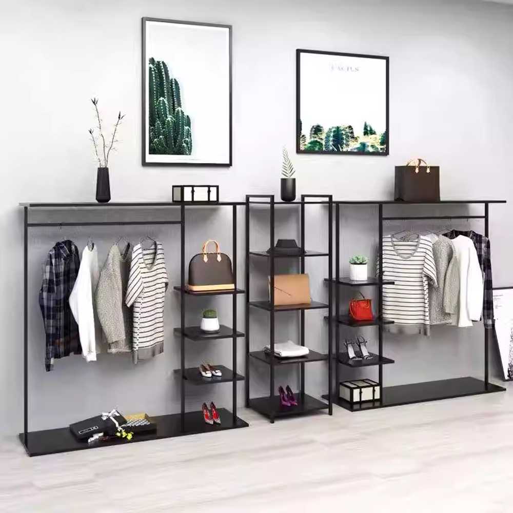의류매장 행거 튼튼한 스탠드 옷가게 철재 옷걸이 봉 입체형 50x170cm - 상세 이미지 2