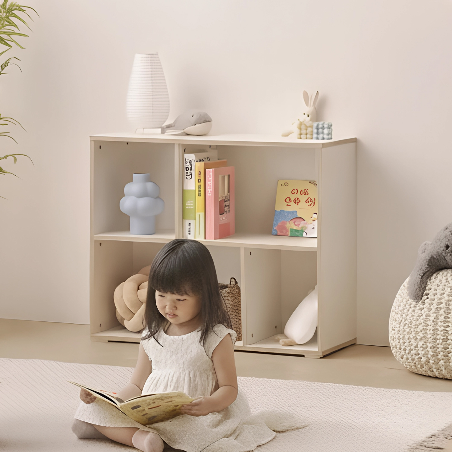 아기 책장 거실 어린이 책장 유아 교구장 800x300x650, 2단, 그린