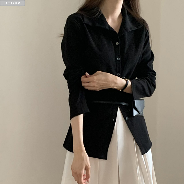 로지유 카라넥 링클 트임 블라우스 3col S,M 가을 겨울 레이어드 허리잘록 제이플로우 - 메인 이미지