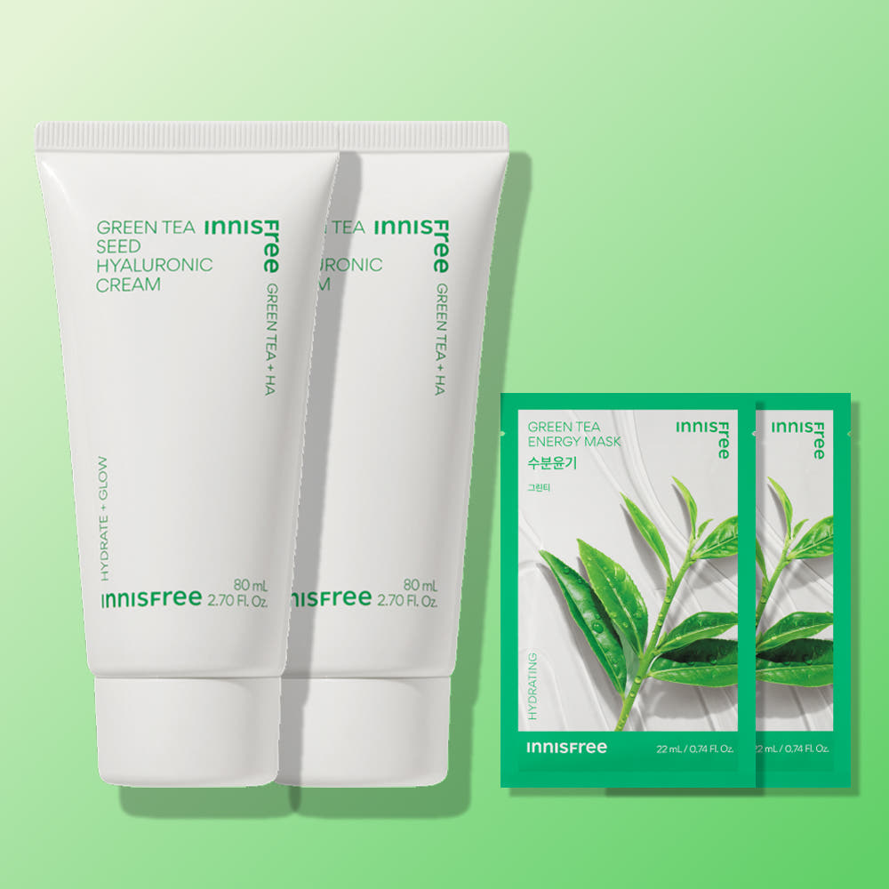 [이사배pick/더블구성] 이니스프리 그린티 씨드 히알루론산 수분크림 / 진정 보습 속건조 화잘먹 80ml, 2개