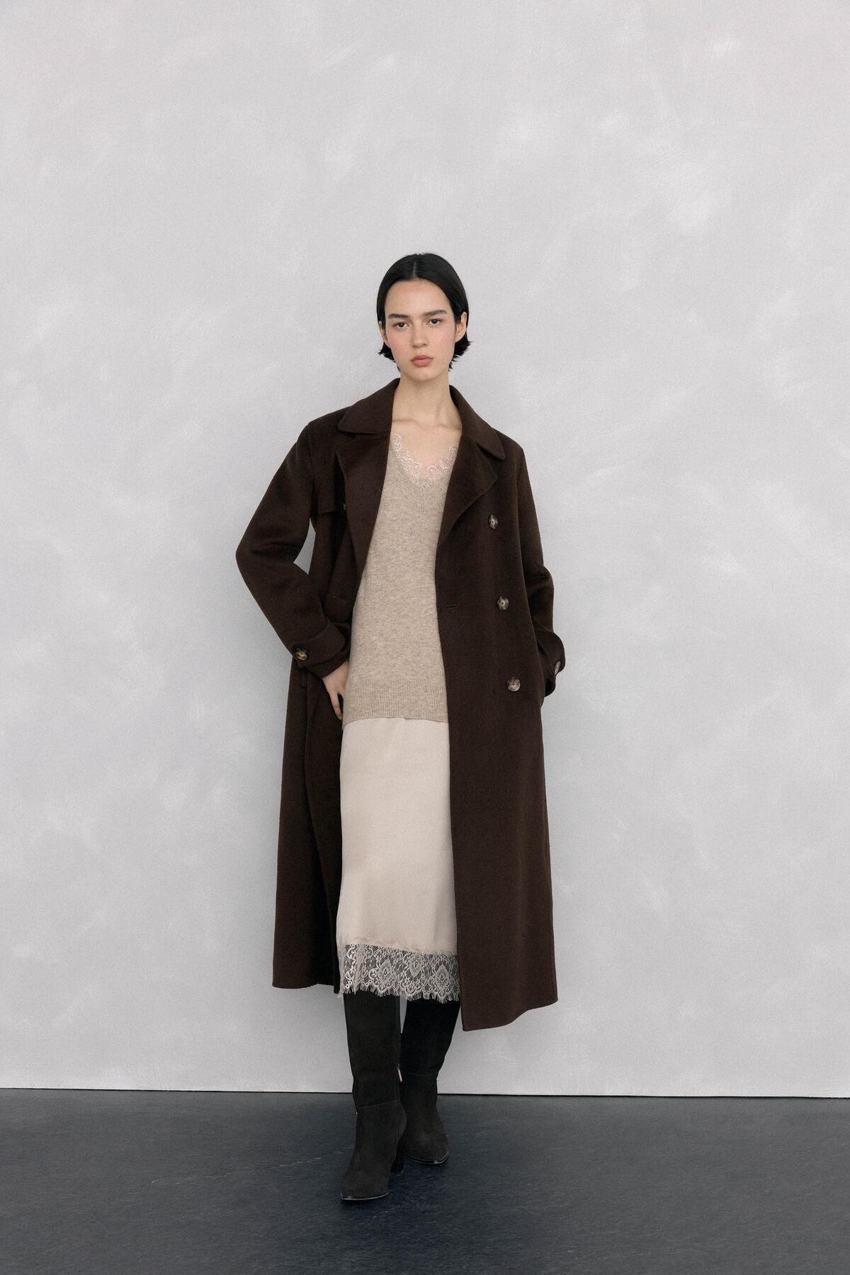 페드로 델 이에로 레이스 배색 니트 미디 원피스 6192942 BEIGE - 상세 이미지 3