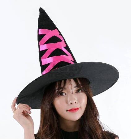 [트렌디프레소협력사]데이슬롯 리본 마녀모자 핑크 공연 파티