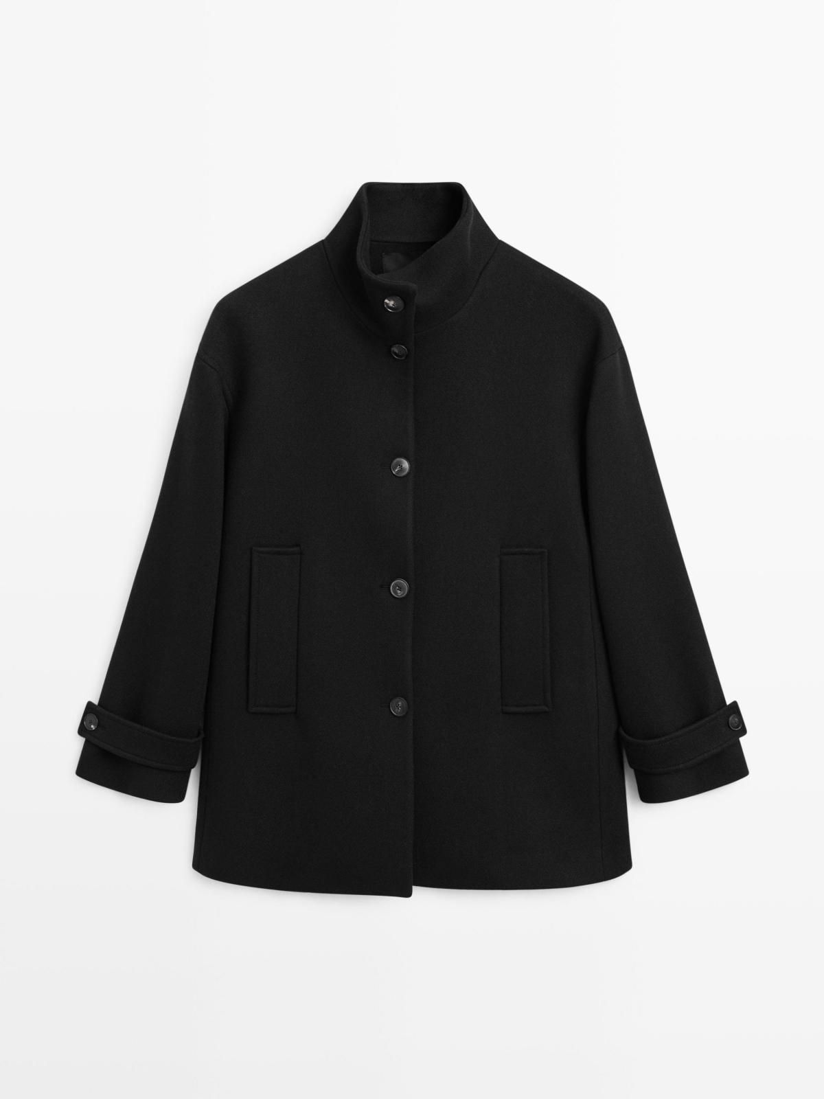 마시모두띠 울 블렌드 하이넥 버튼 코트 6458/908 BLACK - 상품 이미지