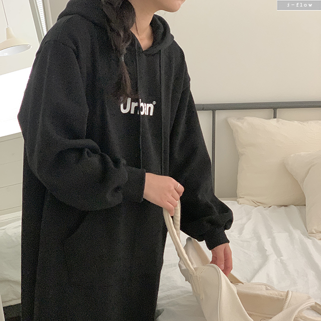 애니브 어반 후드 기모 롱 원피스 2col 가을 겨울 맥시 도톰 오버핏 원마일 제이플로우 이미지 8