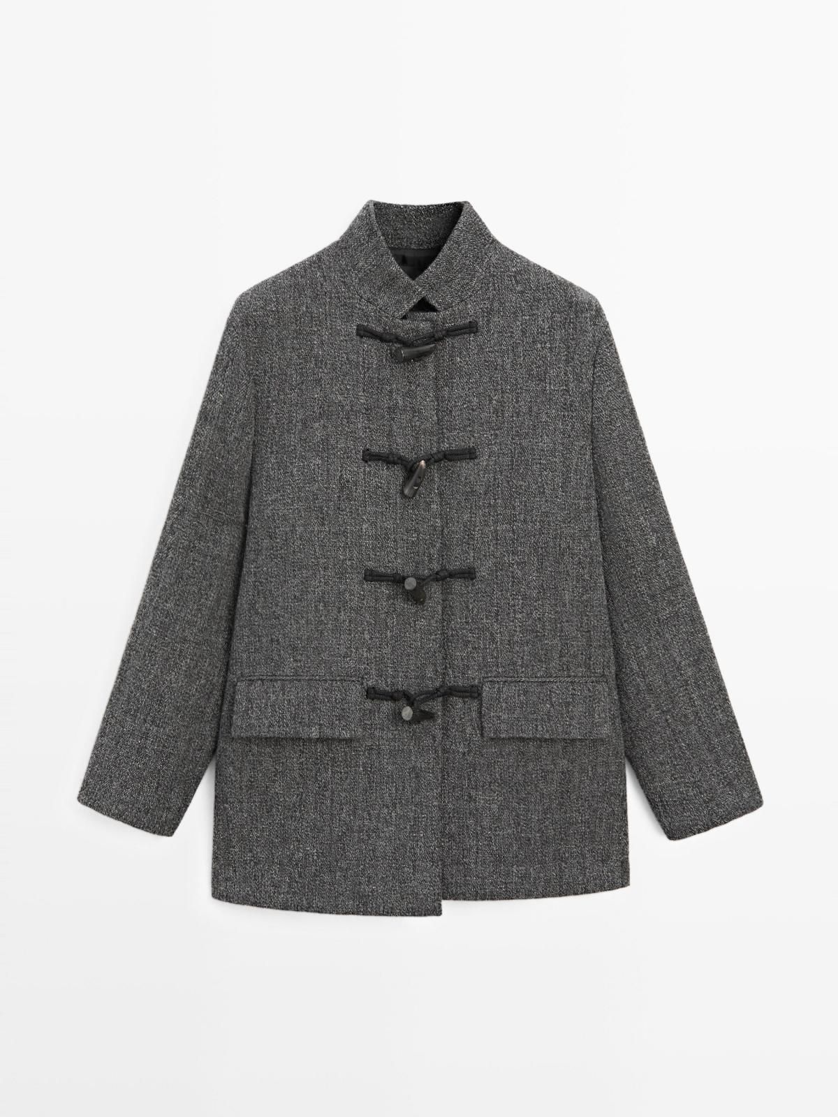 마시모두띠 울 블렌드 하이넥 미디 더플 코트 6461/703 GREY - 상품 이미지