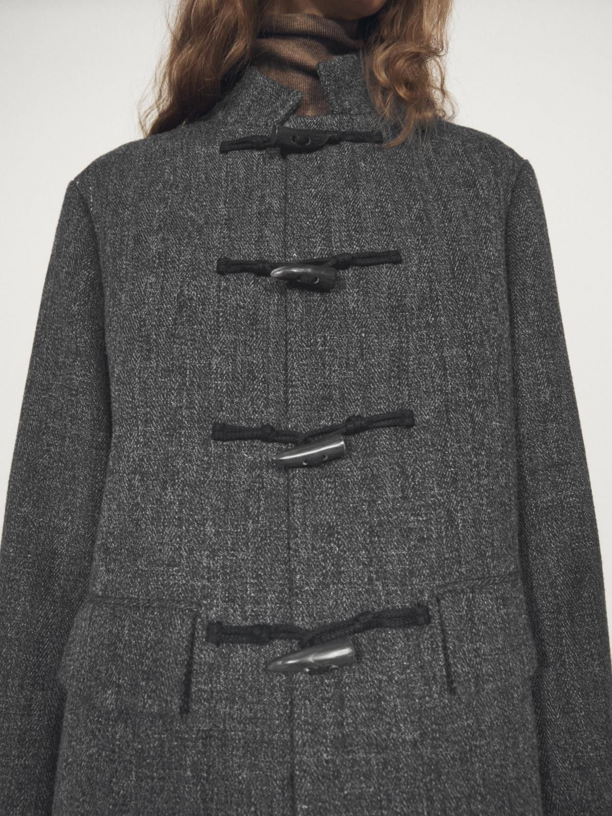 마시모두띠 울 블렌드 하이넥 미디 더플 코트 6461/703 GREY - 상세 이미지 4