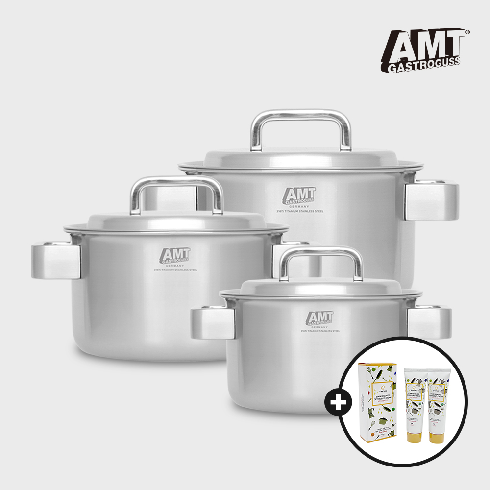 AMT 프로 양수 냄비 316Ti 스텐 3종 세트(16cm,20cm,24cm) - 메인 이미지