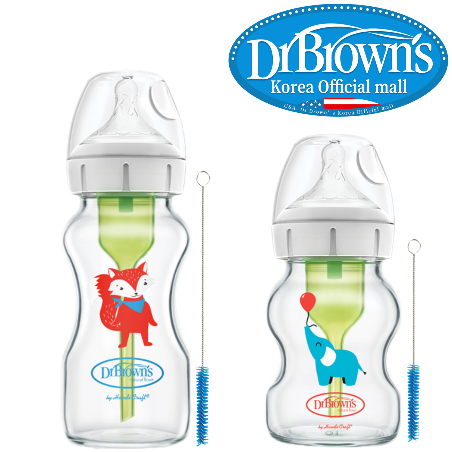 닥터브라운 오피셜 / 유리데코 젖병 와이드넥 150/270ml 1개 - 상품 이미지