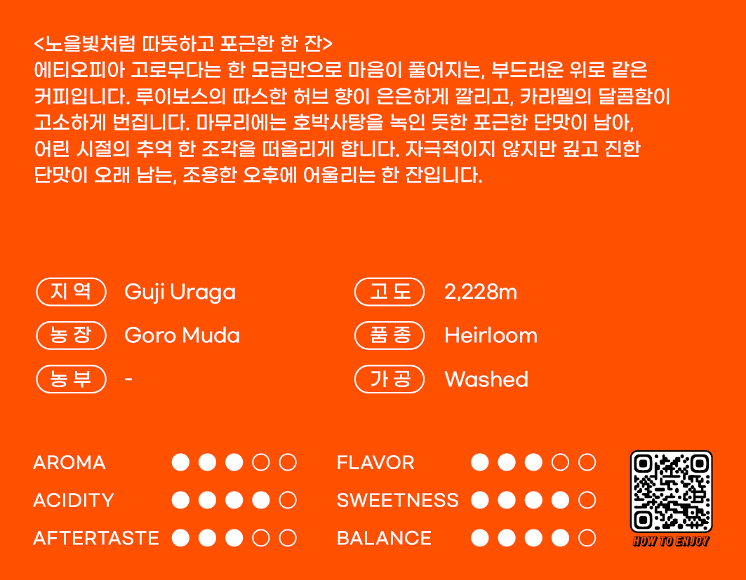180커피로스터스 싱글 오리진 에티오피아 구지 우라가 고로무다 워시드 500g - 상세 이미지 4