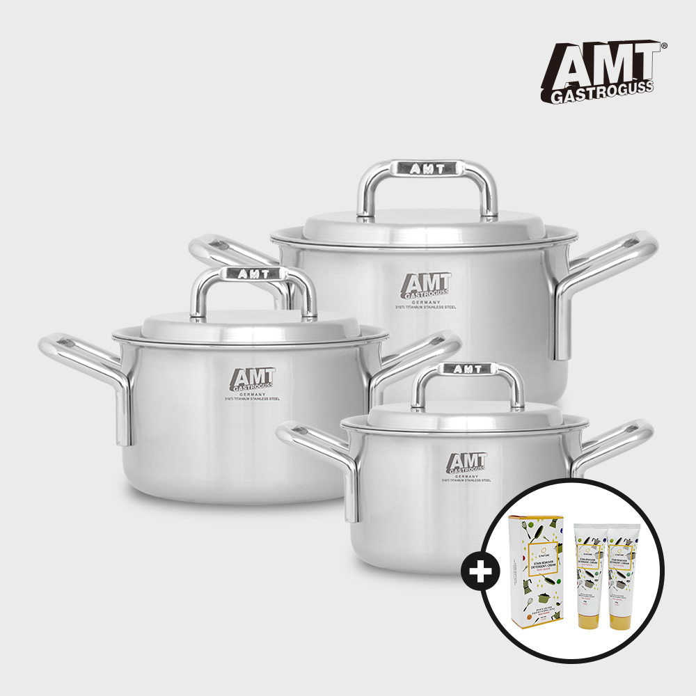 AMT 샤프 양수 냄비 316Ti 스텐 3종 세트(16cm,20cm,24cm) - 메인 이미지