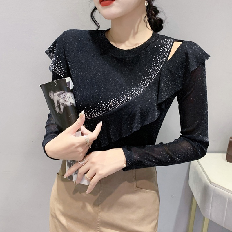여성댄스복 라인 방송 가을 왈츠 줌바 상의탑 공연복 볼레로 댄스옷 라틴 댄스상의 긴팔 - 상세 이미지 4