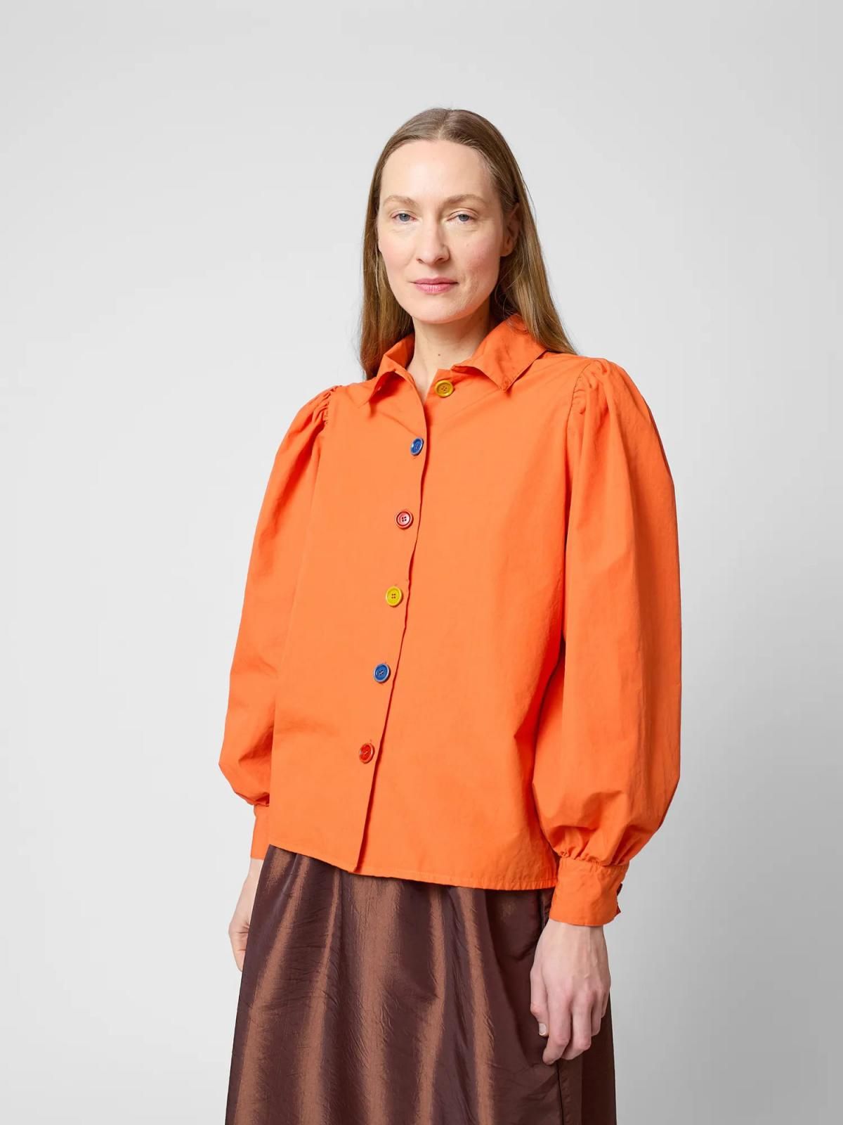 보보쇼즈 오렌지 루즈핏 코튼 버튼 셔츠 b225fd003 ONE COLOR - 상세 이미지 5