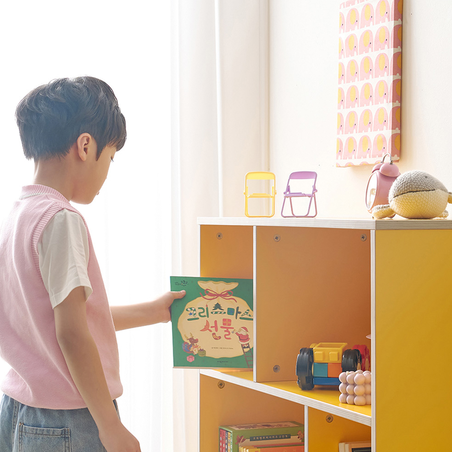 아기 책장 거실 어린이 책장 유아 교구장 800x300x650, 2단, 그린