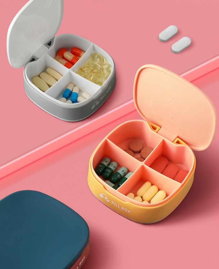 휴대용약통 약통 여행용 약소분통 약보관통 알약케이스 핑크 화이트 - 상품 이미지