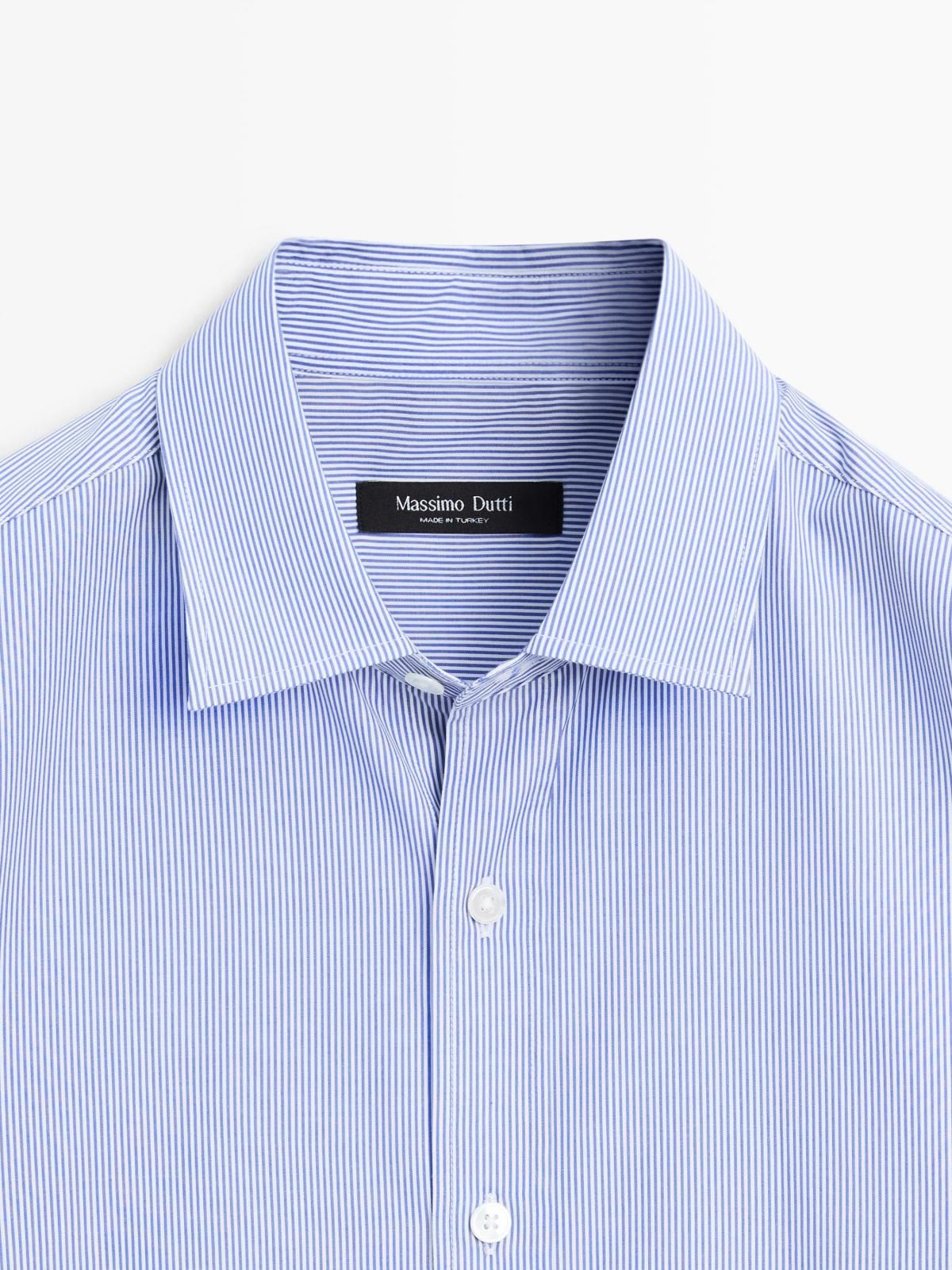 마시모두띠 스트라이프 레귤러핏 코튼 긴팔 셔츠 2000/291 NAVY BLUE - 상세 이미지 3