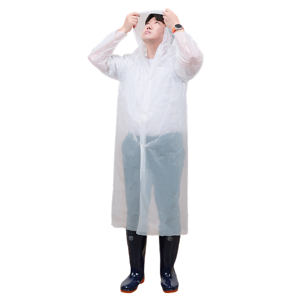 비츠온 일회용 코트형우의 롱타입 방수우비 프리사이즈 백색, FREE(One size) - 상세 이미지 2