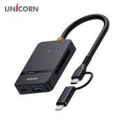 국제미디어 서진네트웍스 UNiCORN XC-7000M USB3.2 Gen1 6in1 USB허브+멀티카드리더기(C+8핀 IOS젠더) 카드리더기
