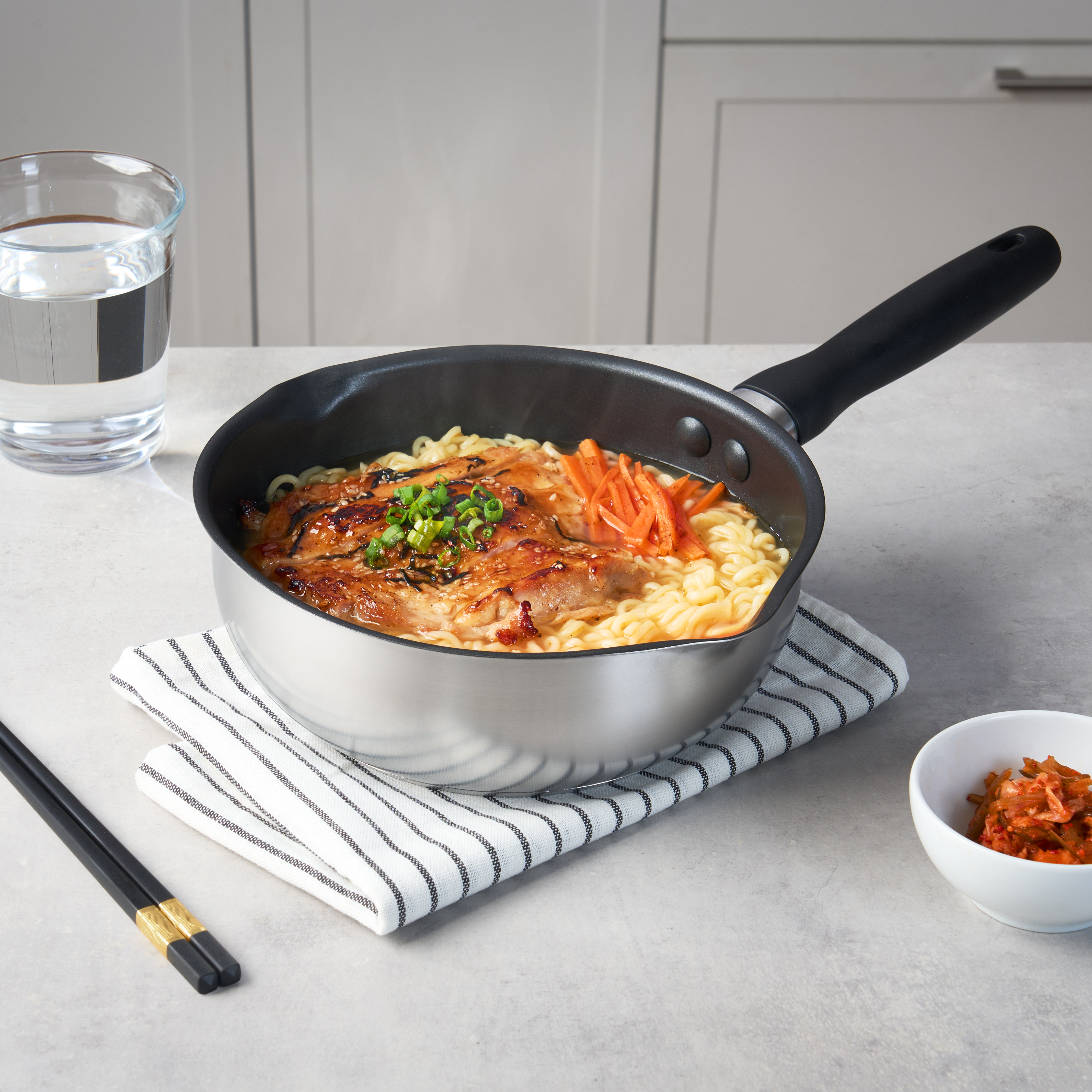 6in1 논스틱 스테인리스 스틸 인덕션 멀티팬 20cm