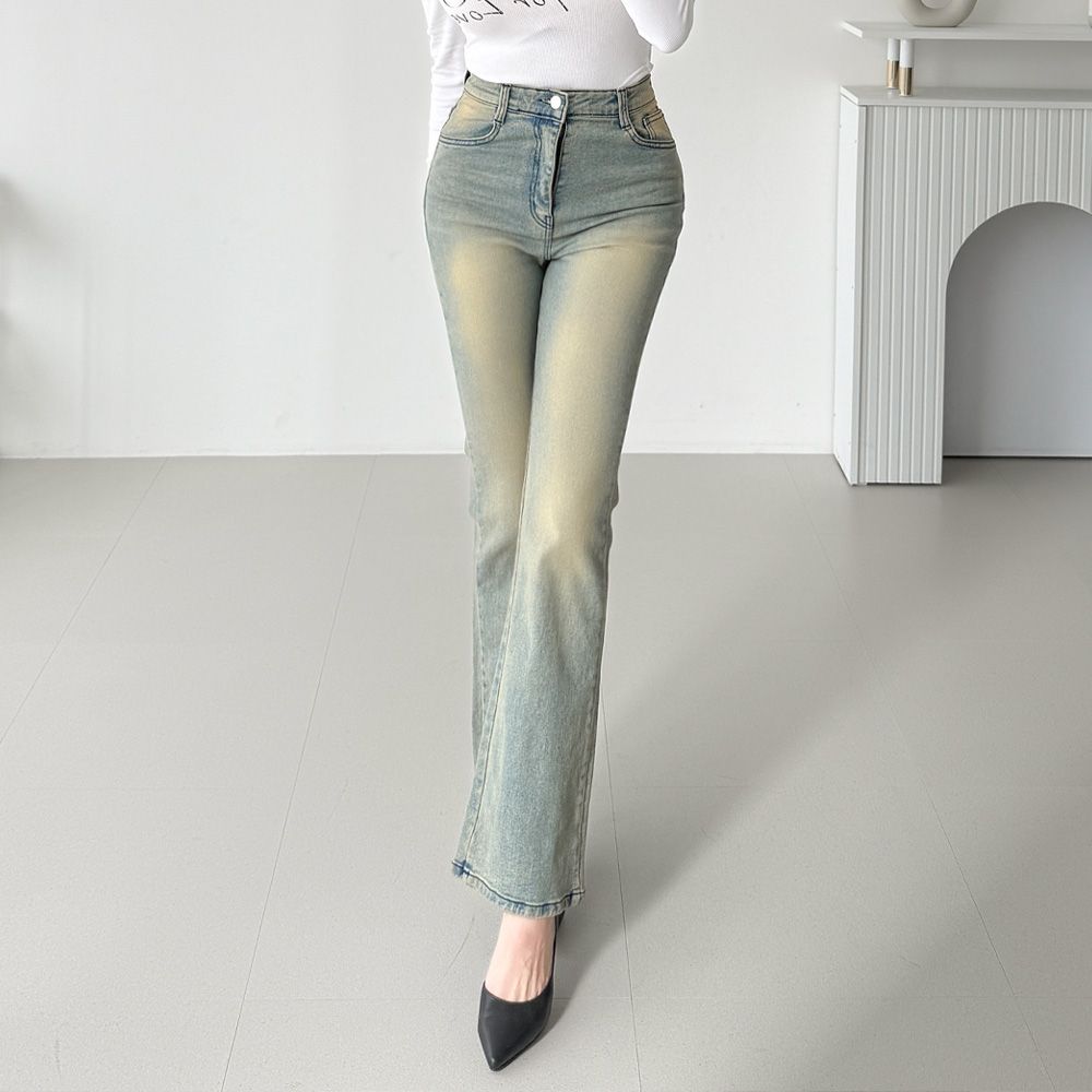 폴오빙 부츠컷 데님팬츠 워싱 허리스판 AA1150 - 상품 이미지