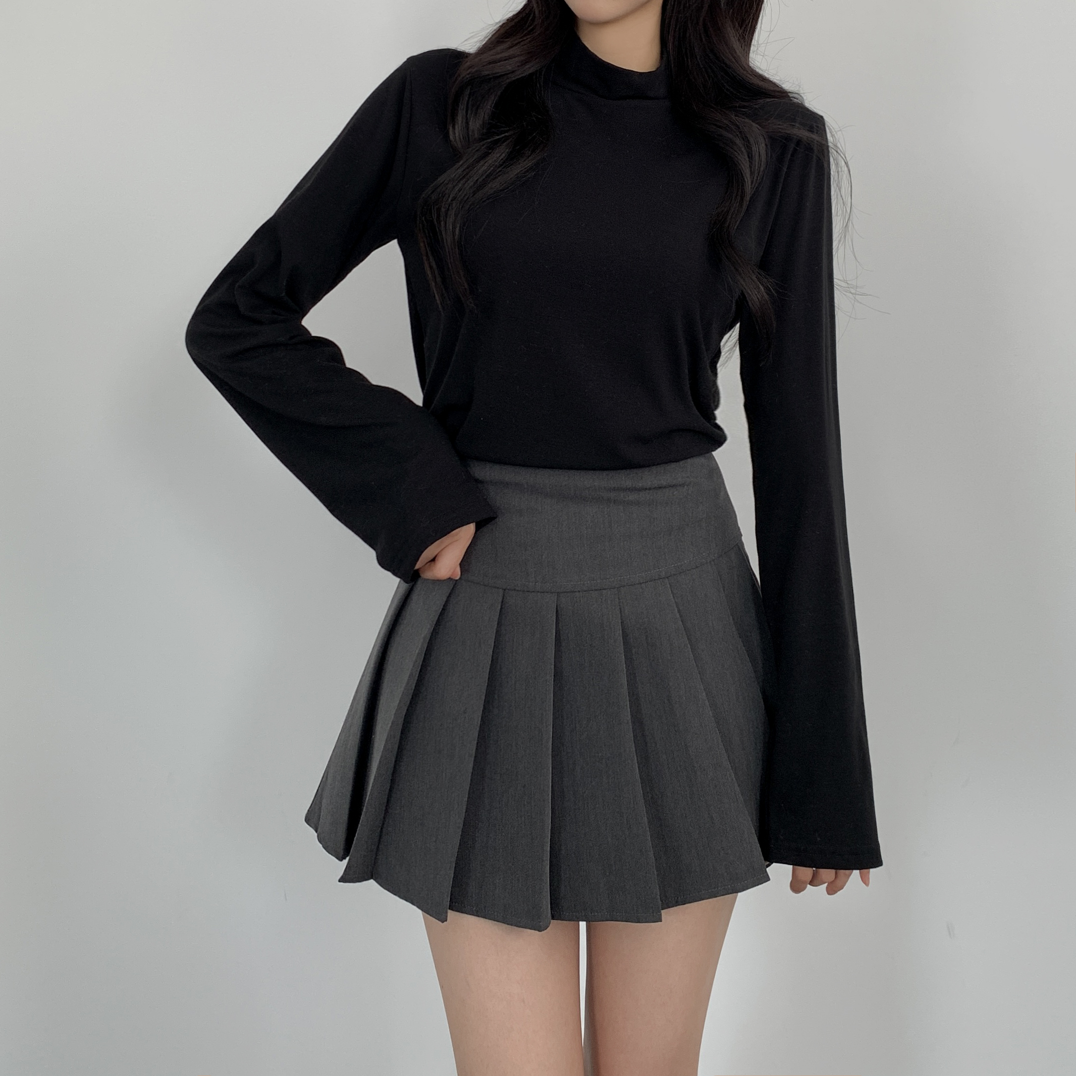 여성 간절기 목티 반목폴라 폴라티 목폴라 코디 얇은폴라티 터틀넥 레이어드티 루즈핏 - 상세 이미지 2
