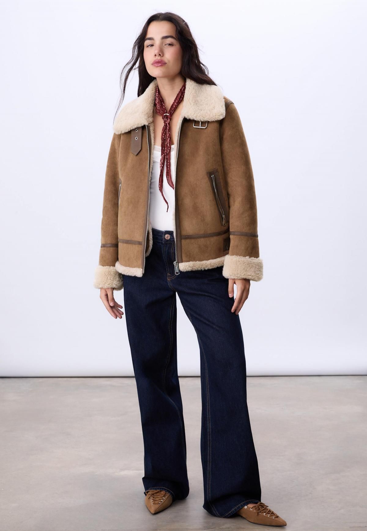 스트라디바리우스 테크니컬 무스탕 페이크퍼 자켓 5754/358 BEIGE 이미지 8