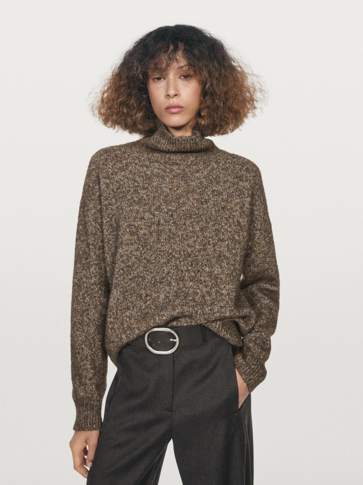 마시모두띠 알파카울 블렌드 하이넥 니트 스웨터 5814/936 BROWN - 상세 이미지 3