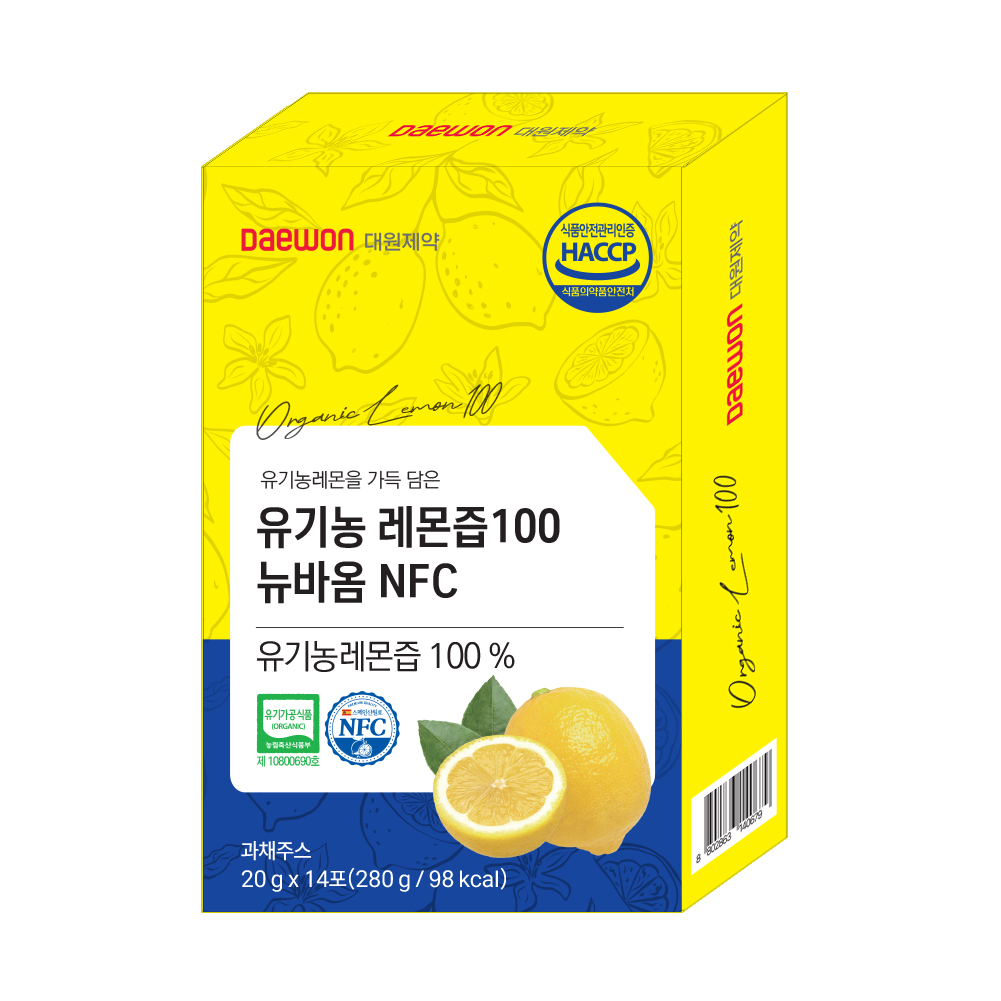 대원제약 유기농 레몬즙 100 뉴바옴 NFC 스페인산 농축 원액 14포, 1개 - 상품 이미지