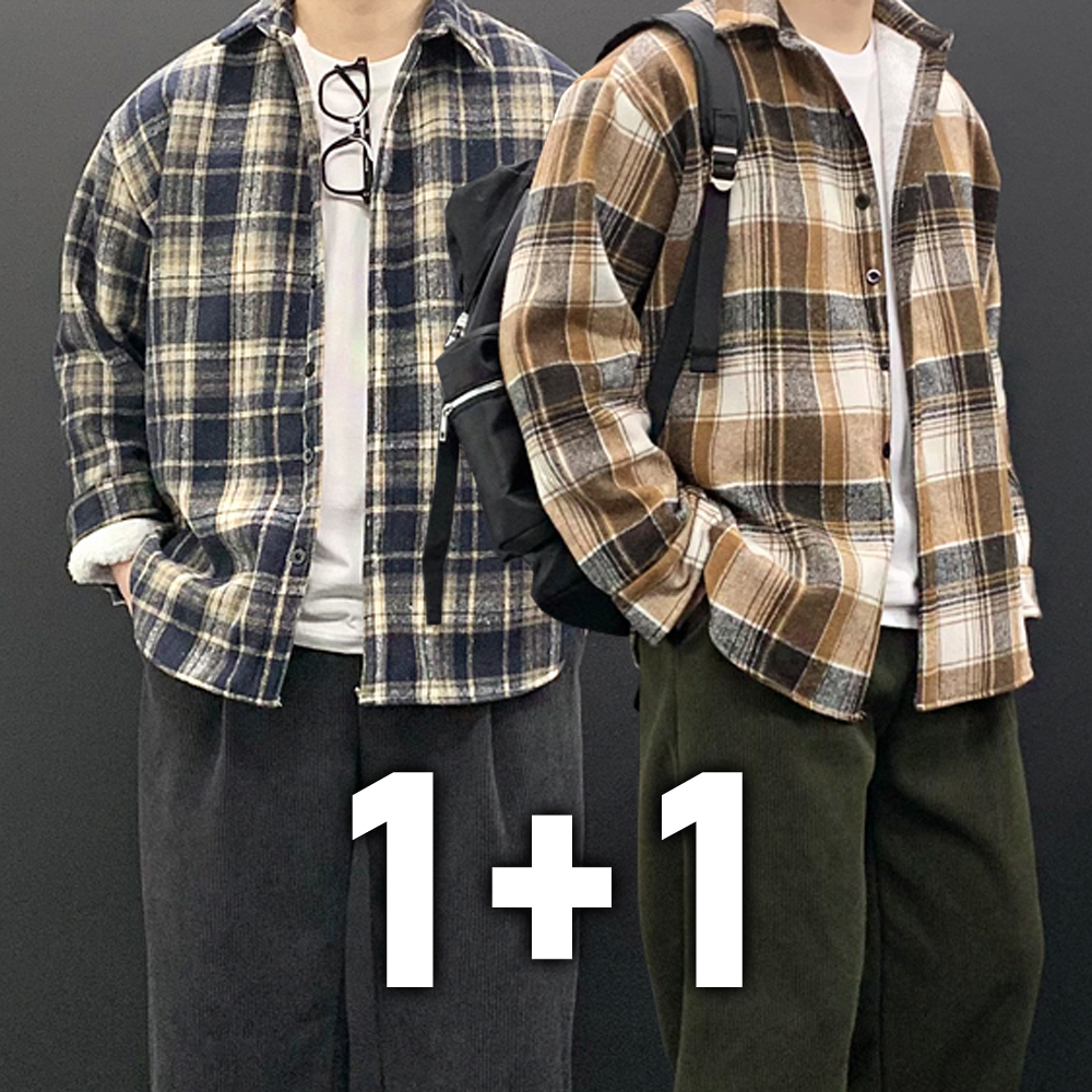 1+1 남성겨울남방 남자체크남방 - 메인 이미지