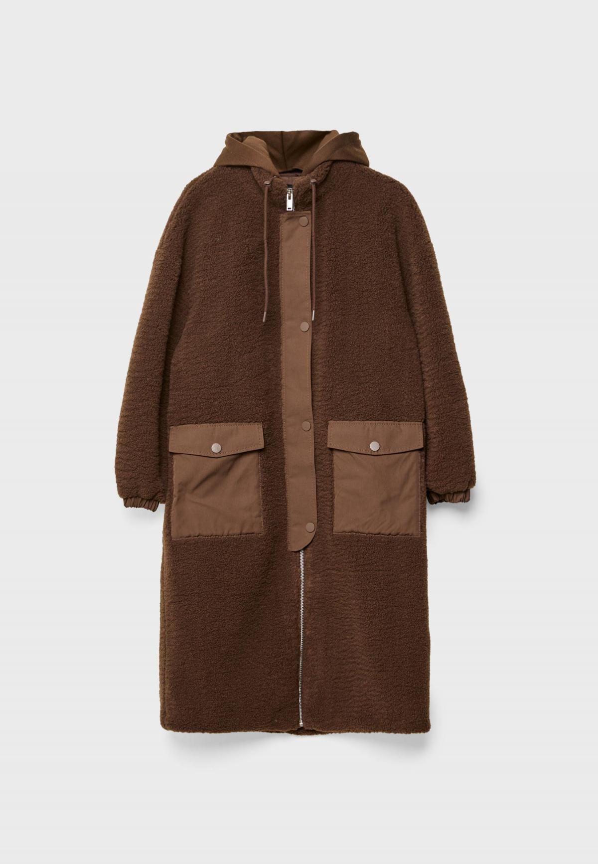 스트라디바리우스 테크니컬 퍼안감 롱 코트 8605/838 BROWN - 상품 이미지