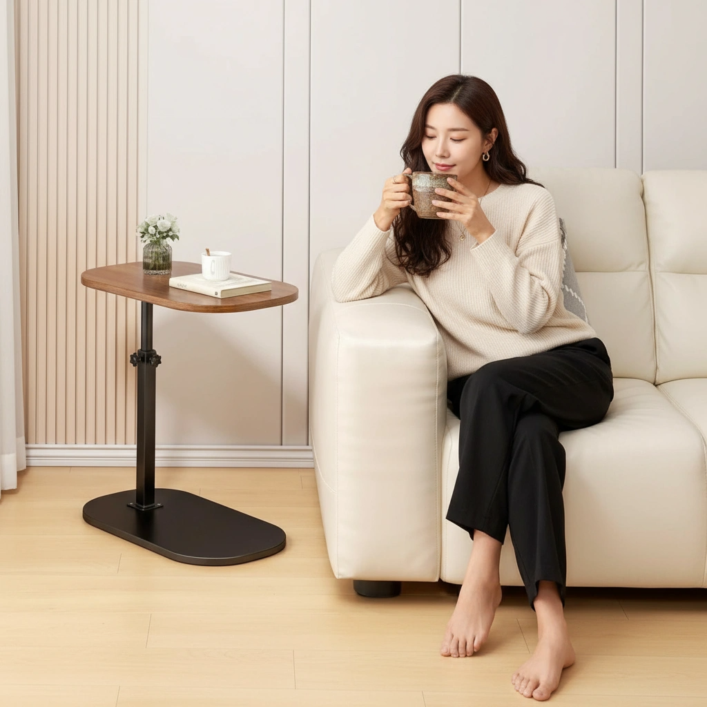 소파 침대 사이드 보조 티 테이블 베드 미니 거실 협탁 높이조절 이동식 좁은폭 소형탁자