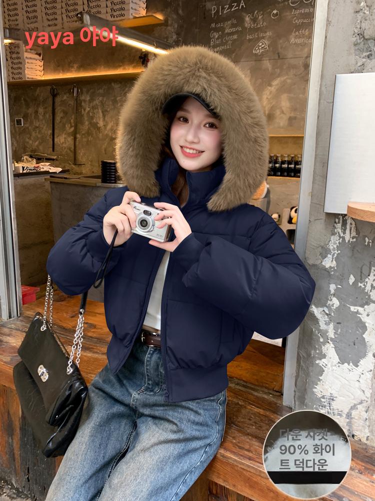 여성 겨울 숏 패딩 점퍼  블랙 S 45~52.5kg - 상세 이미지 2