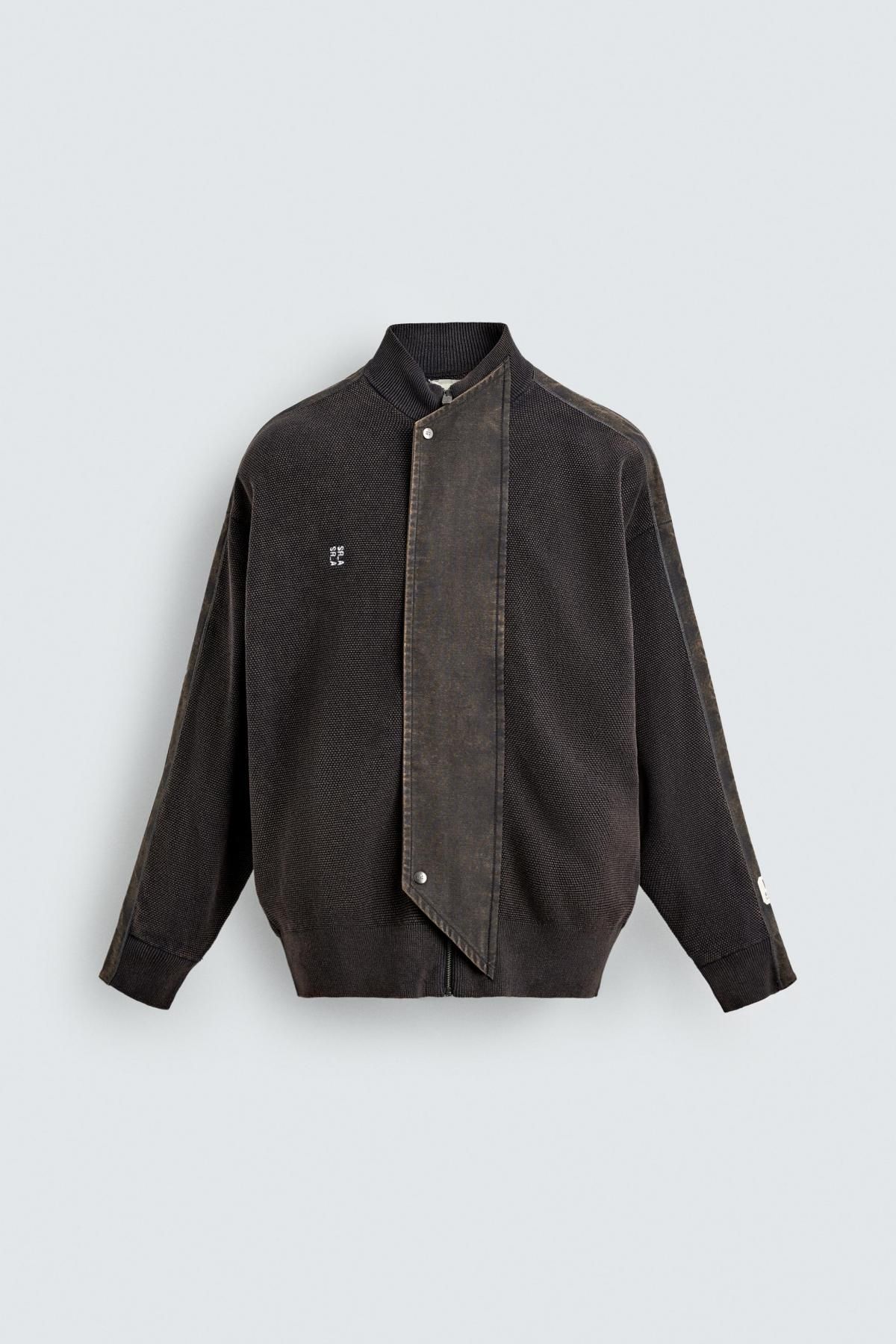 자라 스트라이프 워시드 집업 니트 가디건 3284/390 NAVY BLUE - 상품 이미지
