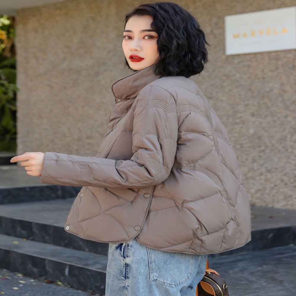 초겨울아우터 경량패딩 카라 누빔 덕다운 퀼팅점퍼 여자 오리털 100% 퀄팅 간절기 자켓 - 상세 이미지 5
